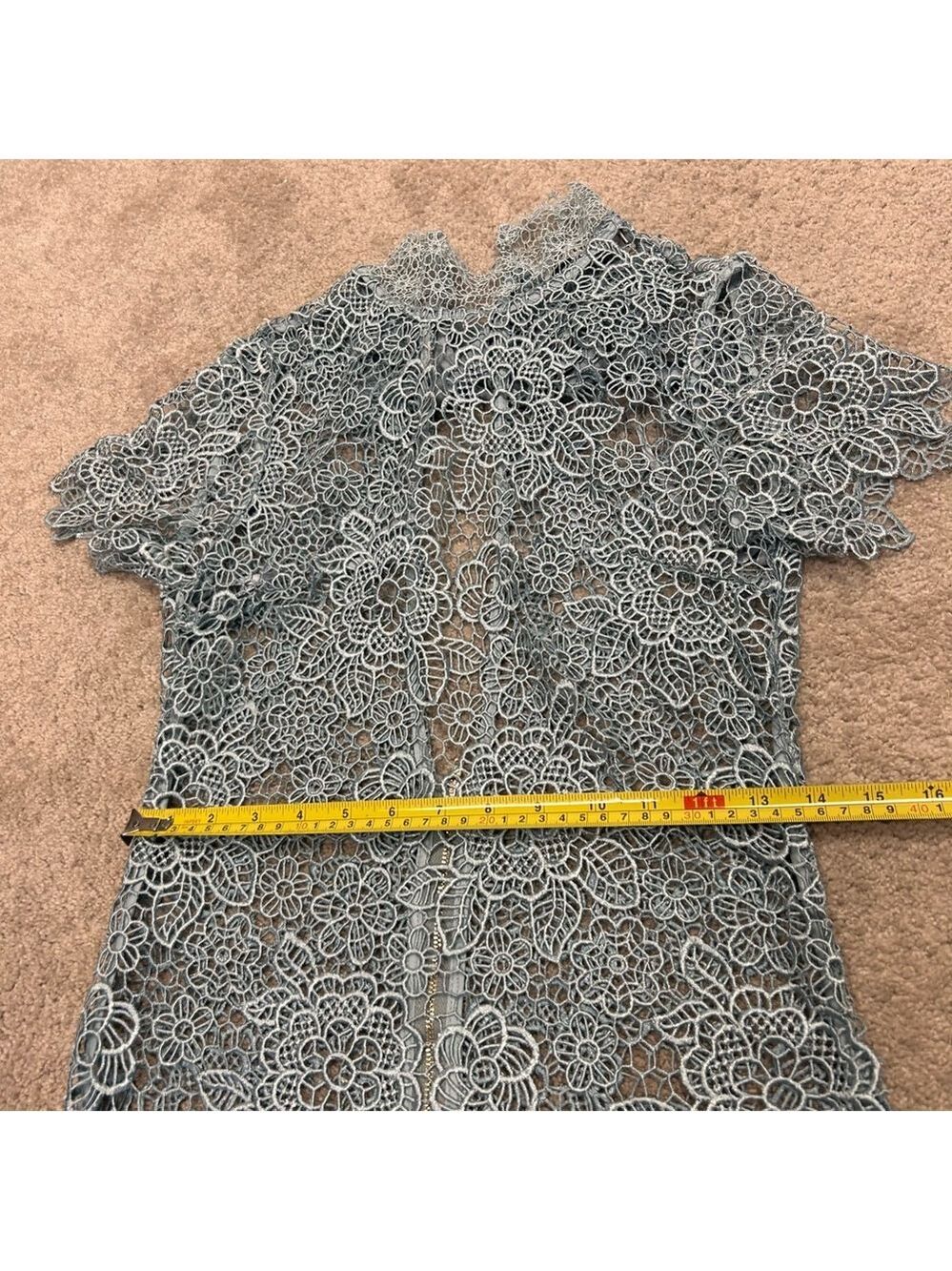 SELF PORTRAIT PEEP BACK FLORAL LACE MINI DRESS LIGHT BLUE 4 - Picture 12 of 15